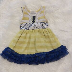 Adora-bay striped dress floral tie ruffles and buttons 12 months blue yellow